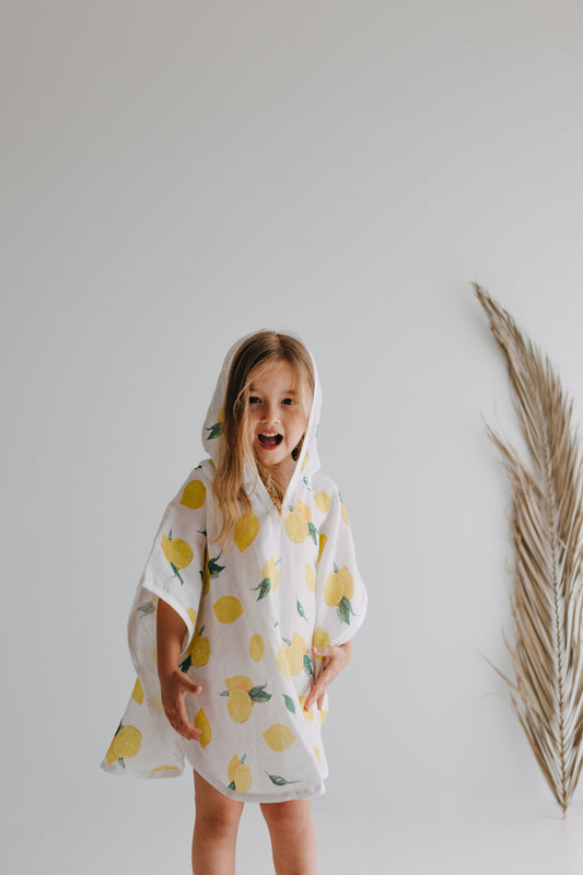 Lemon Organic Cotton Hooded Poncho