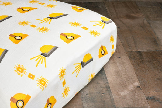 Cotton Yellow Hard Hat Crib Sheet