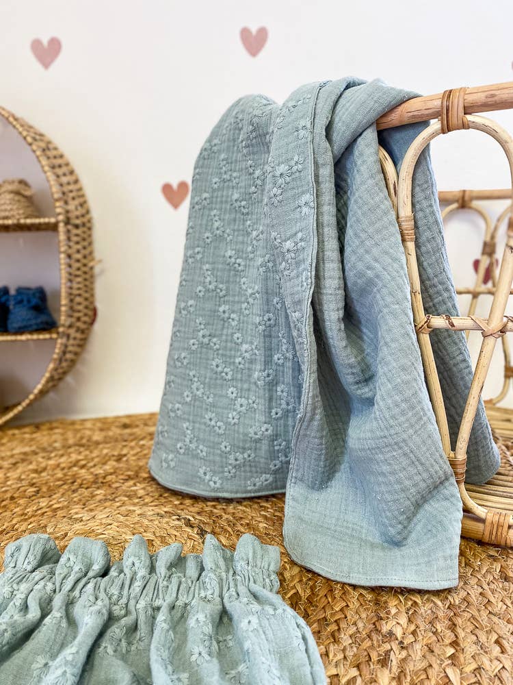 Blue Muslin Swaddle Blanket