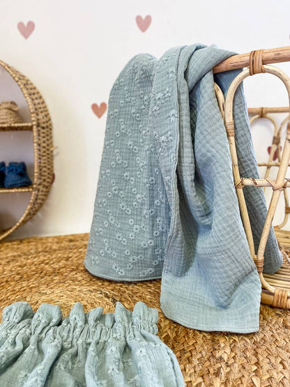 Blue Muslin Swaddle Blanket