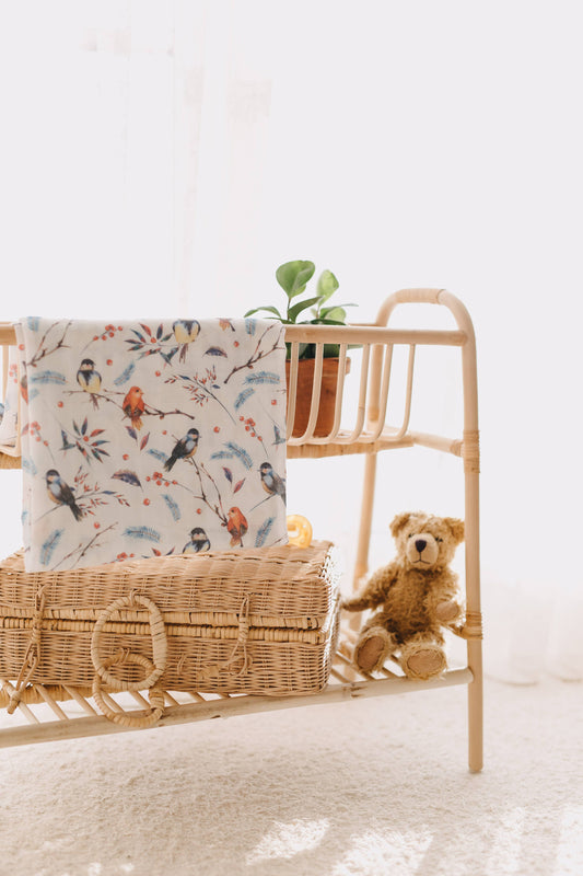 Baby Birds Swaddle Muslin
